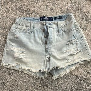 Hollister Women's Light Blue Distressed Denim Shorts